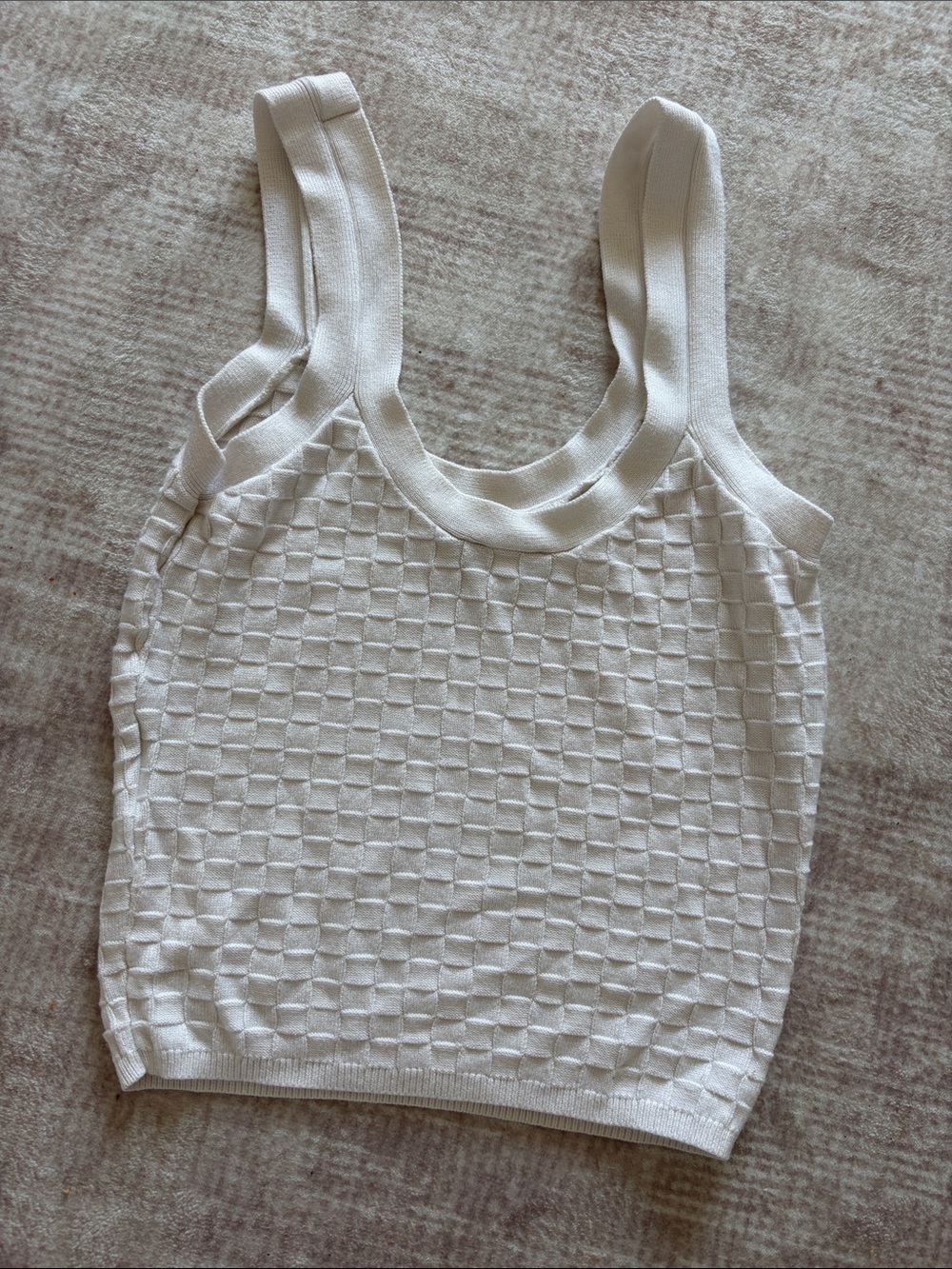 Abercrombie & Fitch Cream Textured Knit Tank Top